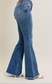 Judy Blue Mid Rise Vintage Wash Fray Hem Flare Denim Jeans