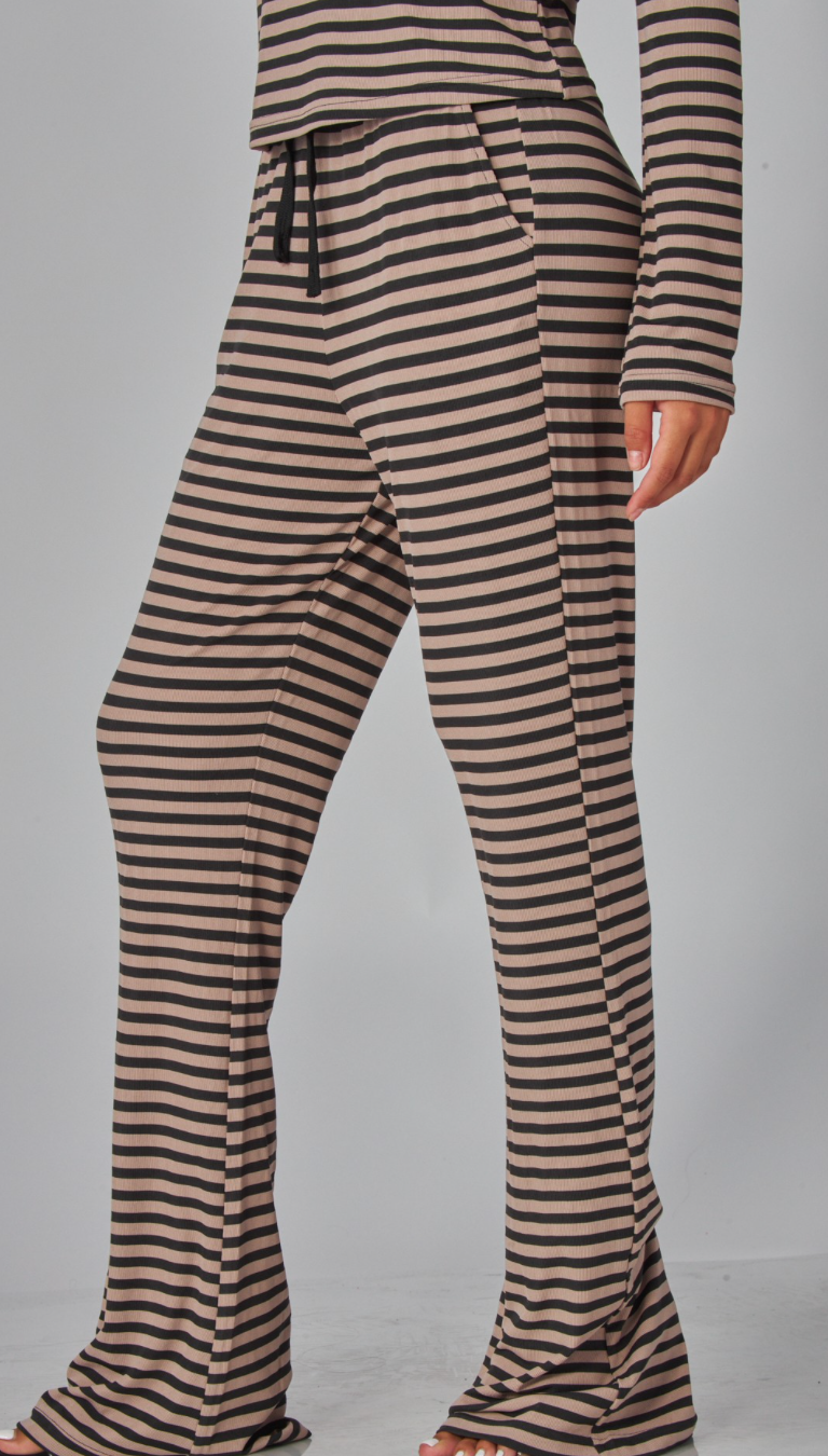 Soft Modal Striped Pants with Drawstring