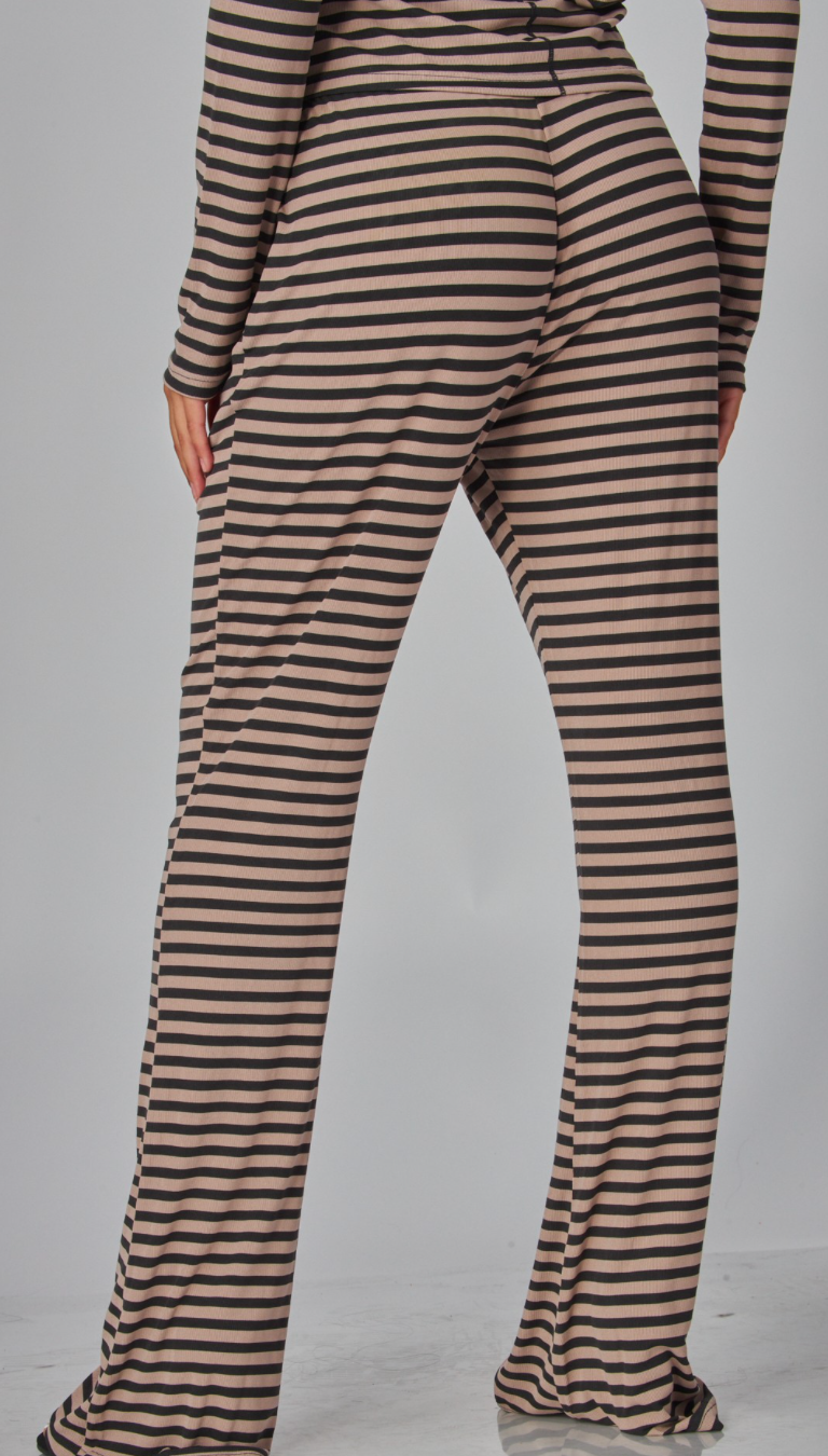 Soft Modal Striped Pants with Drawstring
