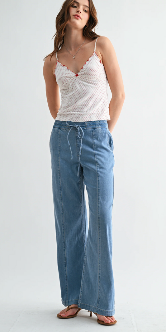 High-Rise Wide Leg Pull-On Denim