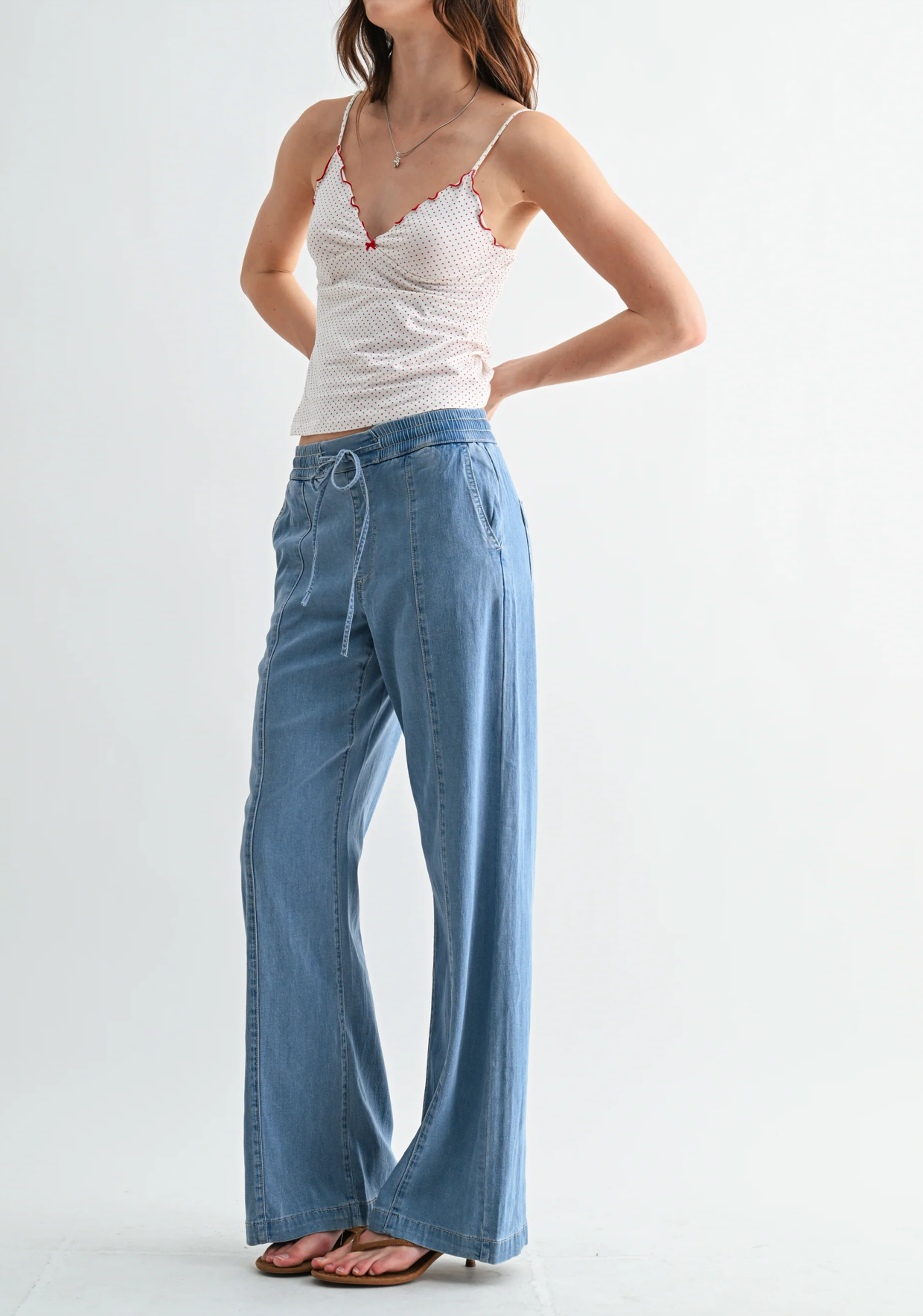 High-Rise Wide Leg Pull-On Denim