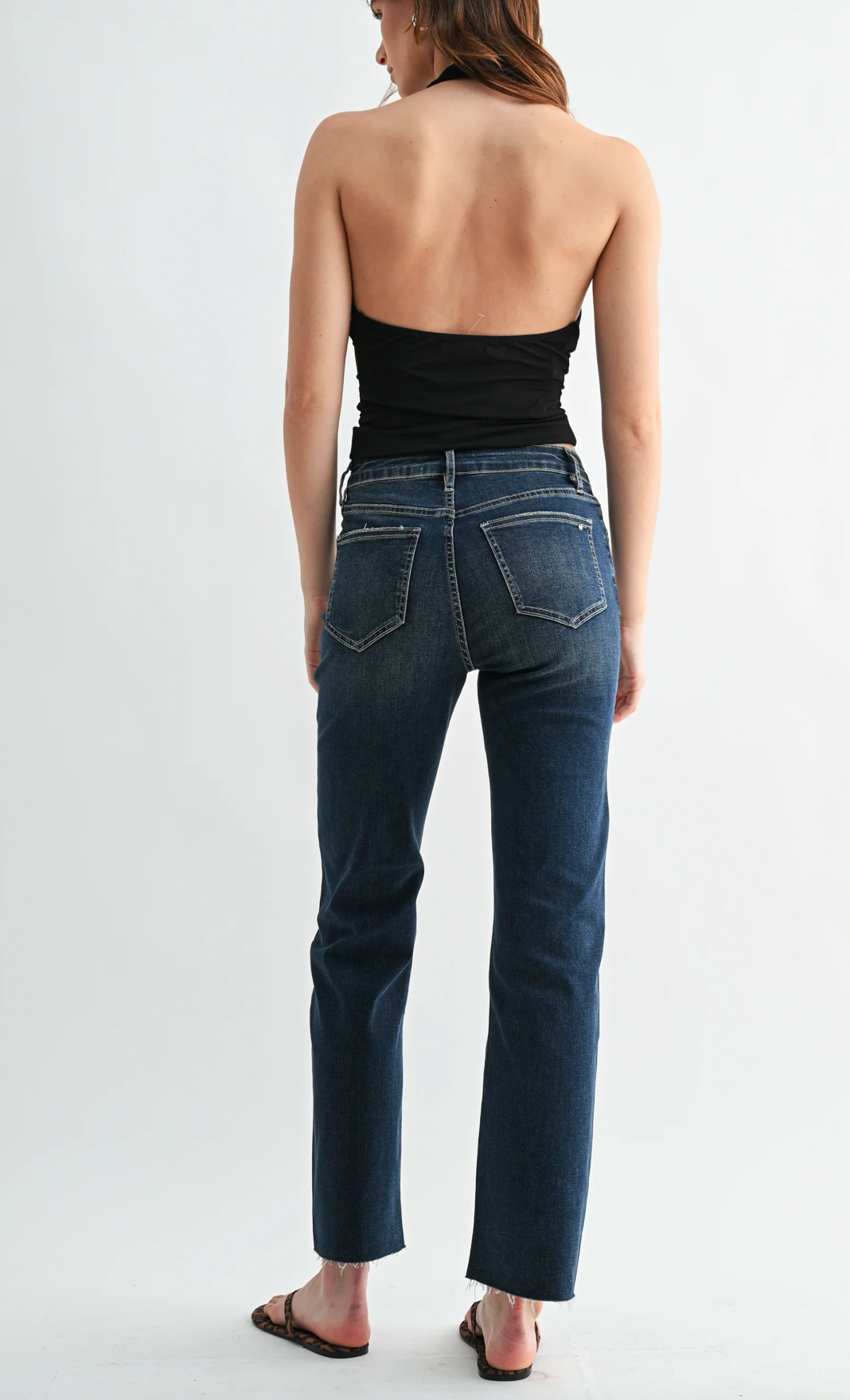 High-Rise Straight Leg Jeans – Dark Denim by Mica