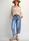 Mineral Washed Floral Cotton Gauze Oversized Shirt\