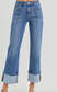 High Rise Ankle Straight Jeans with Wide Cuff
