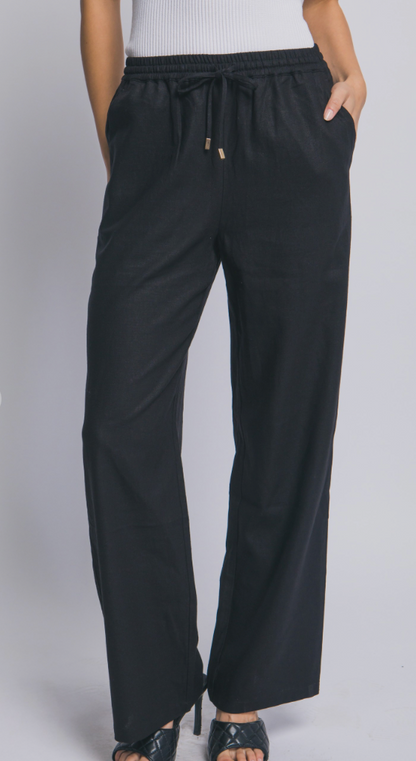 Linen Wide-leg Pull-on Pants