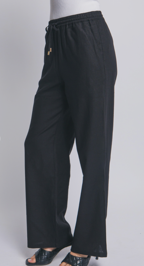 Linen Wide-leg Pull-on Pants