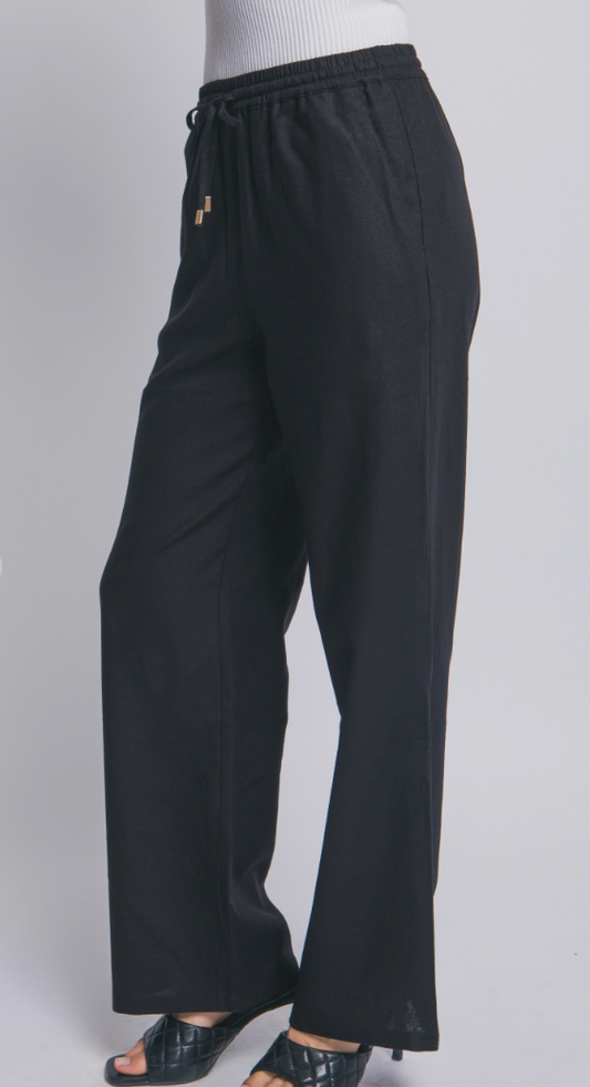 Linen Wide-leg Pull-on Pants