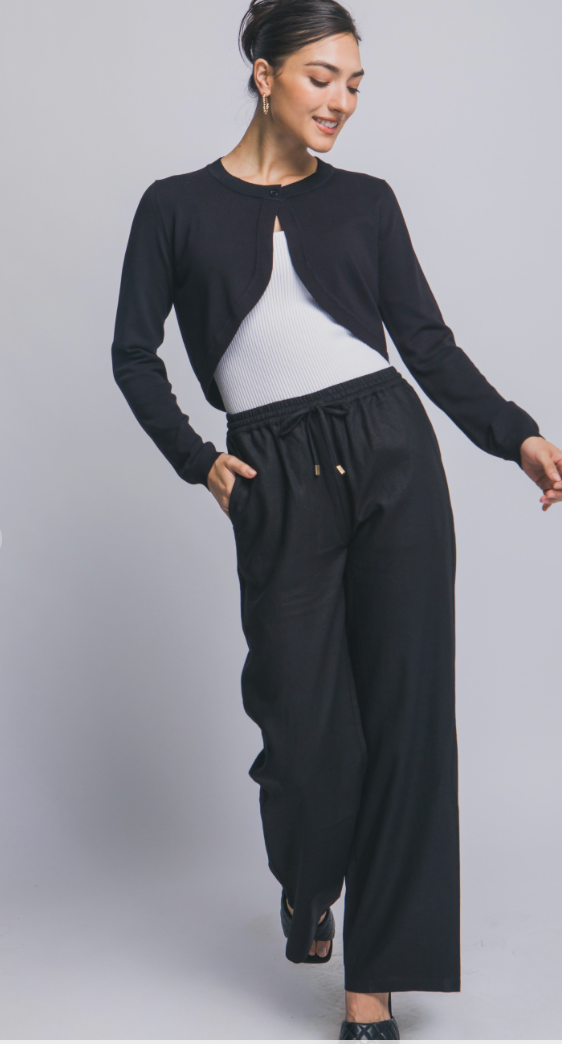 Linen Wide-leg Pull-on Pants