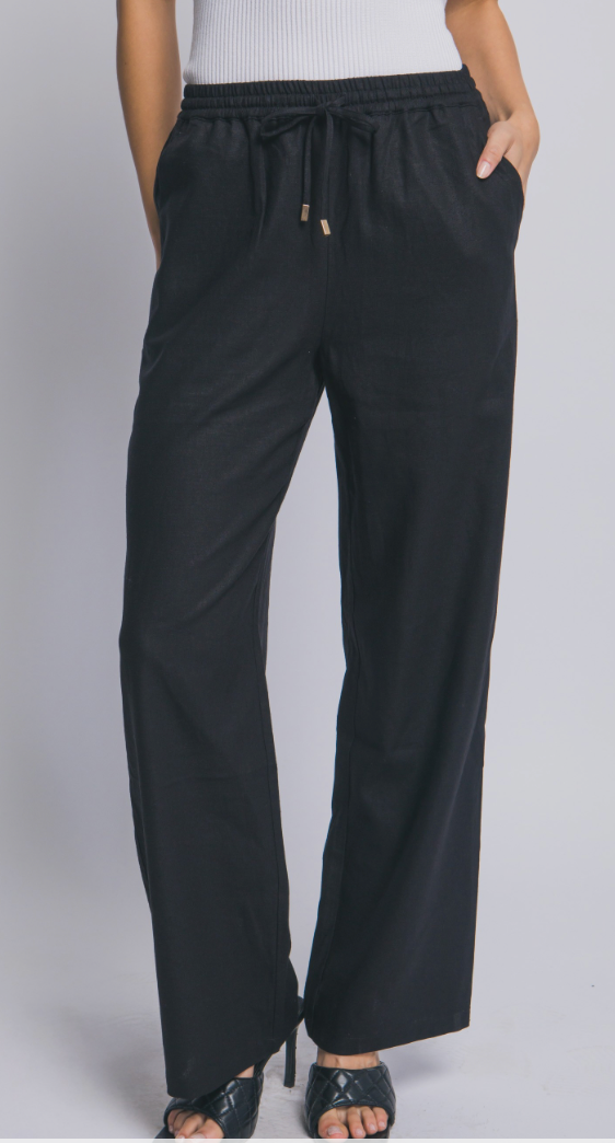 Linen Wide-leg Pull-on Pants