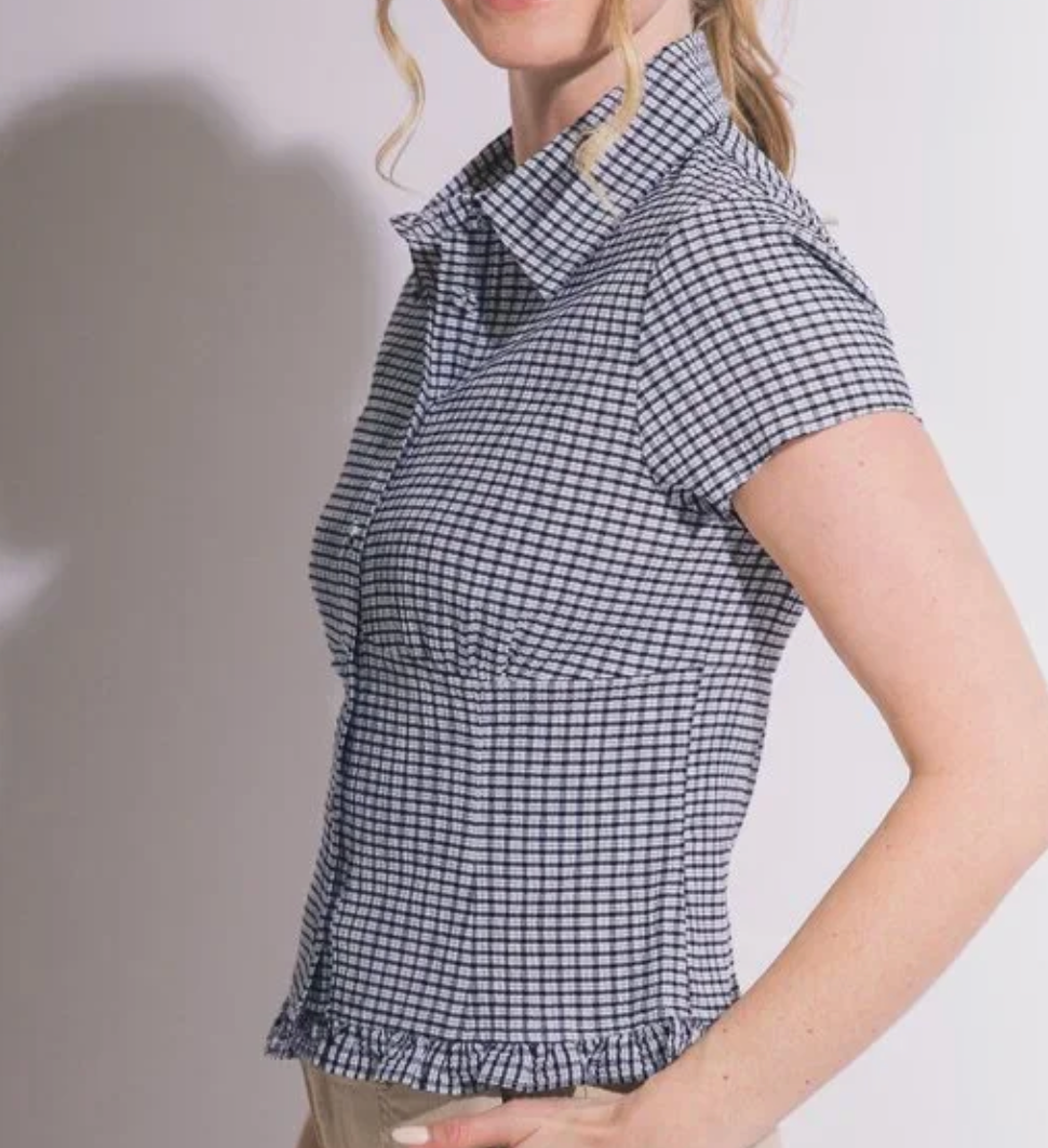 Gingham Ruffle Hem Top