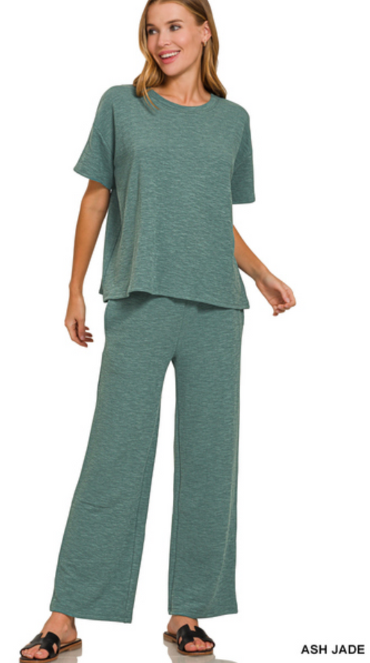 Slub Short Sleeve Top & Pant Set