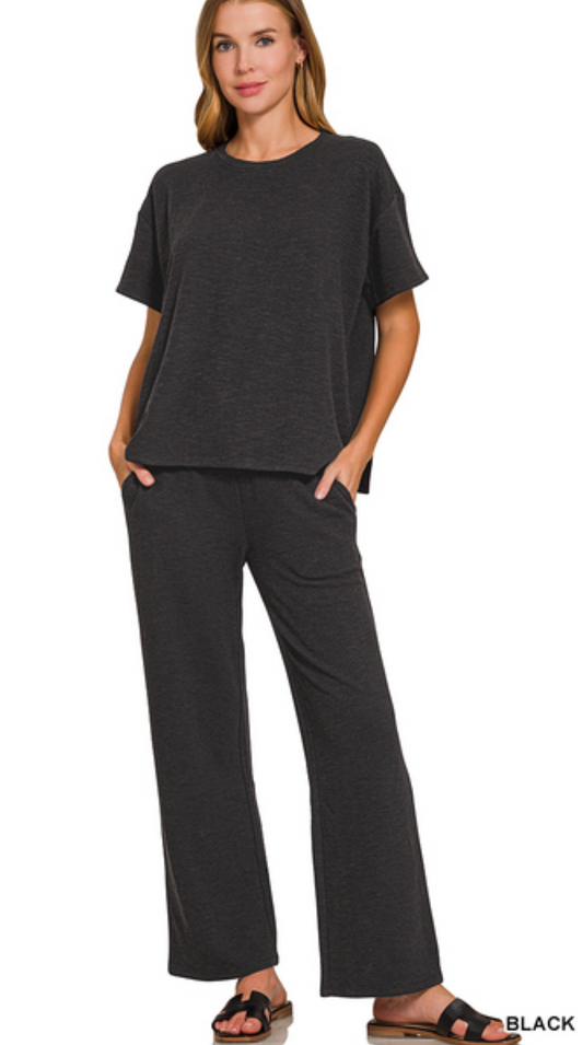 Slub Short Sleeve Top & Pant Set