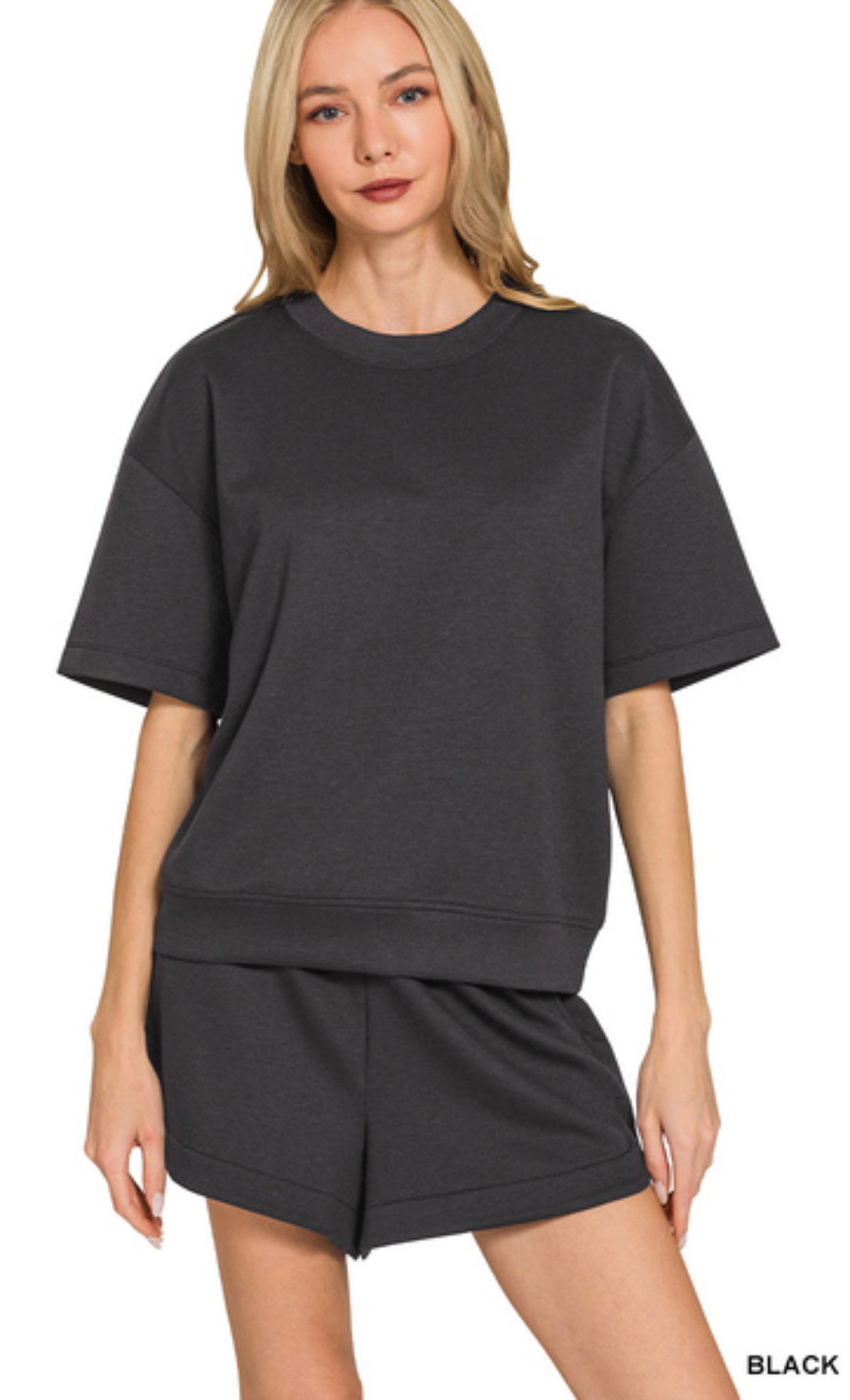 Scuba Round Neck Top & Dolphin Shorts Set