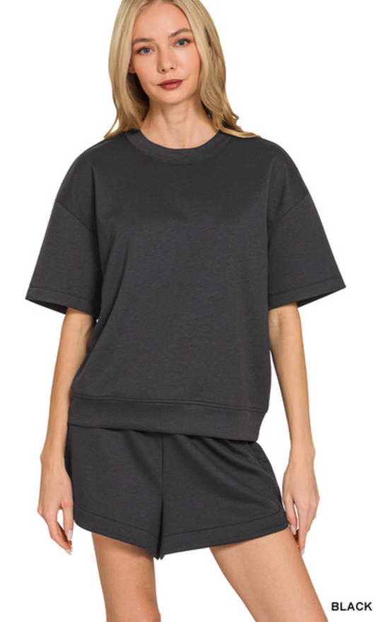 Scuba Round Neck Top & Dolphin Shorts Set