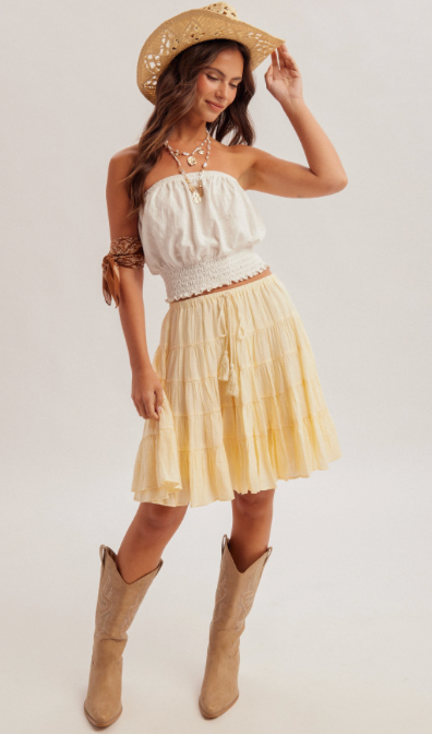 Golden Hour Tiered Midi Skirt