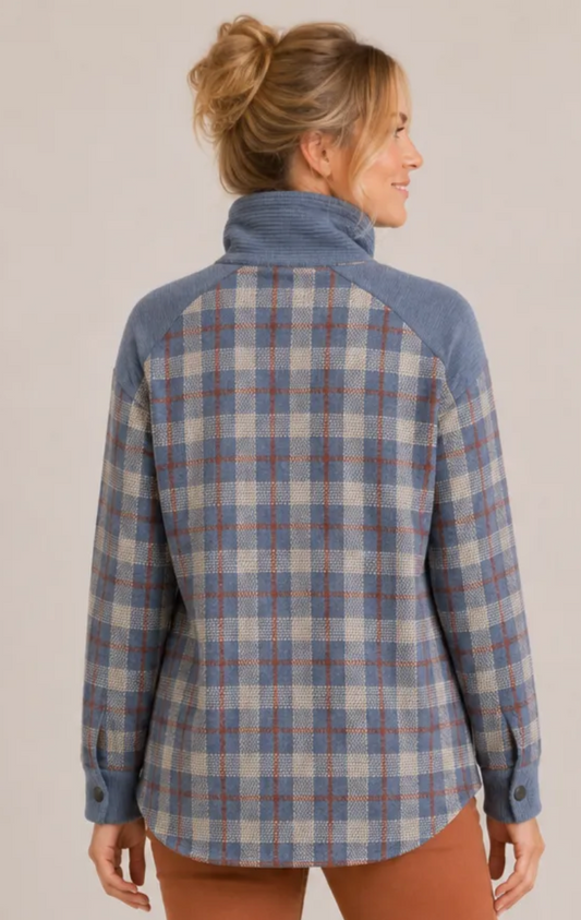 Plaid & Cozy Corduroy Trim Shacket
