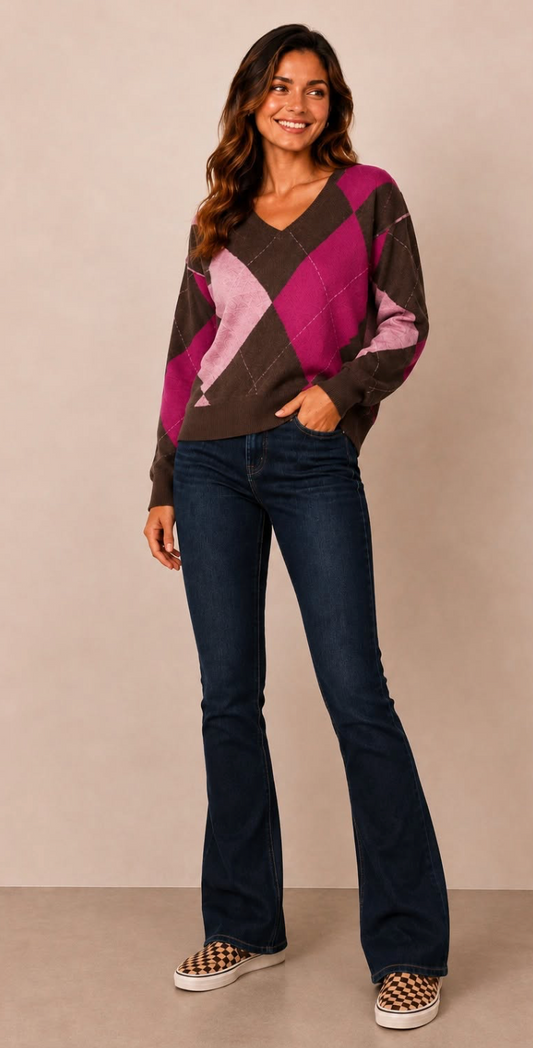 Pretty in Pink Argyle Sweater