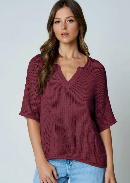 Autumn Air Crochet Knit Top
