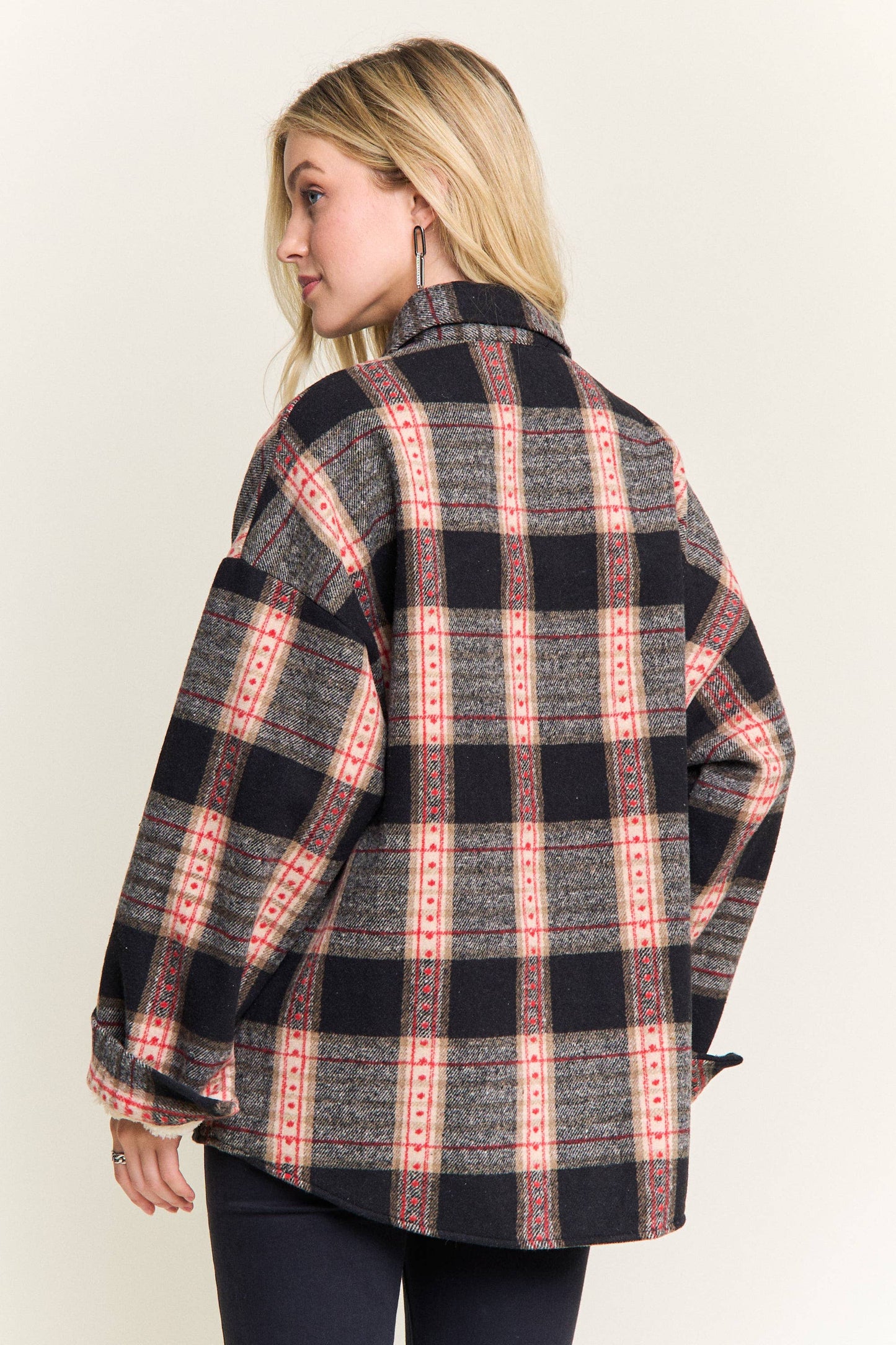 Plaid Sherpa-Lined Button Down Shacket