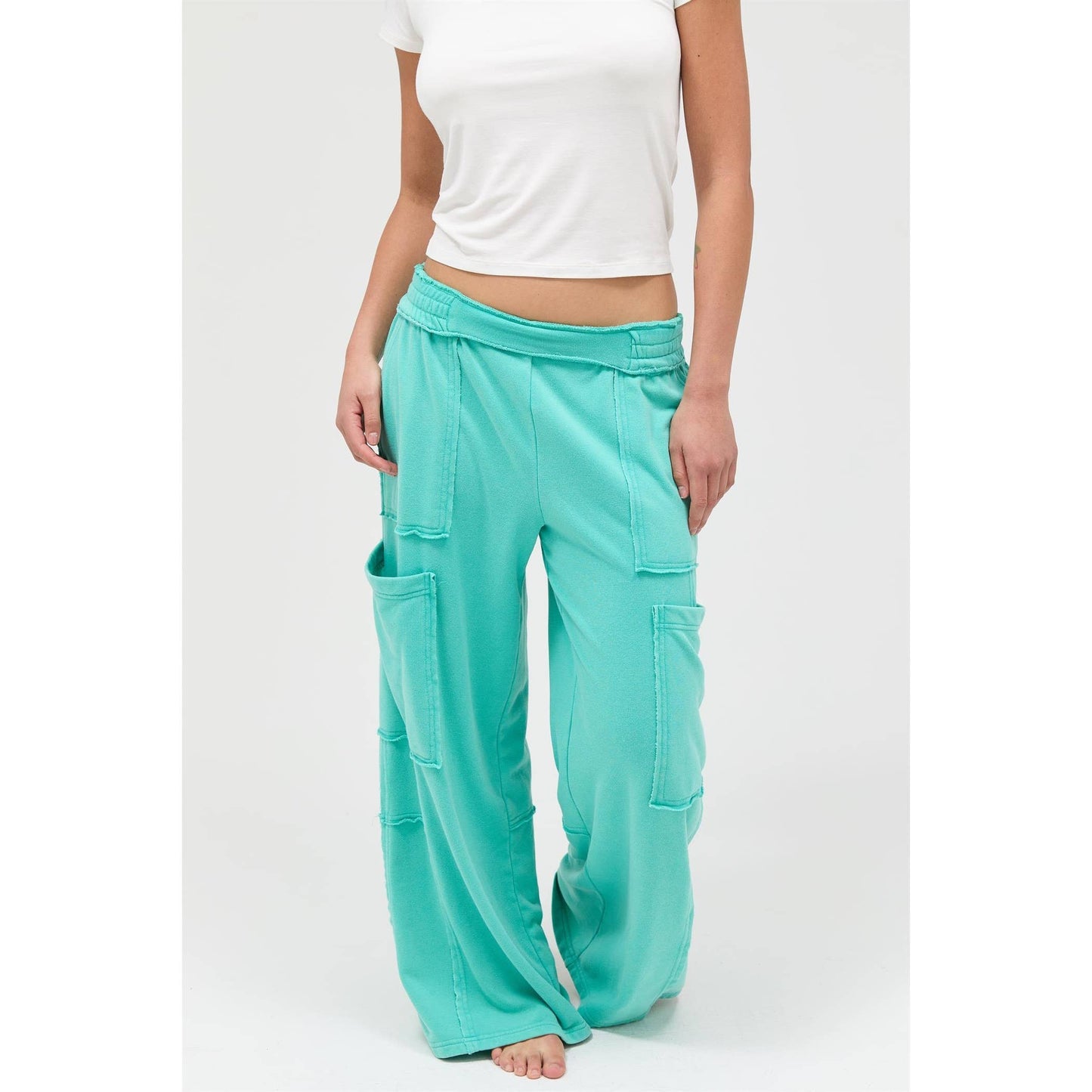 Turquoise Tide Wide Leg Cargo Pants