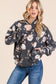 Floral 1/4 Zip Ribbed Top – Black & Floral
