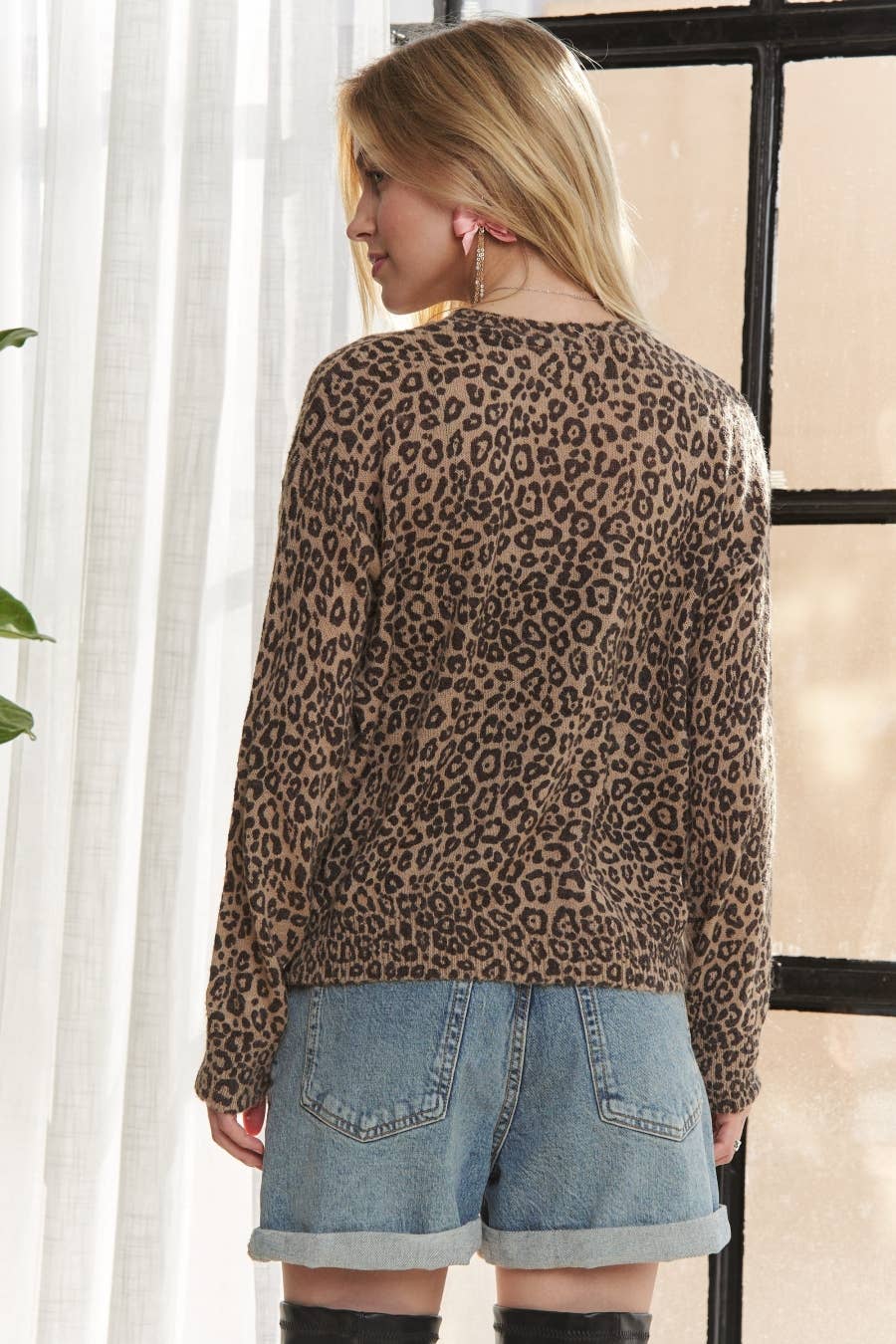 Long Sleeve Leopard Print Sweater