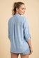 Textured V-Neck Roll-Tab Sleeve Top – Light Blue