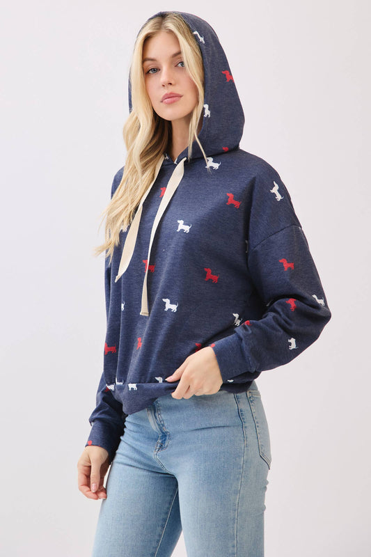 Patriotic Dog Print Hoodie