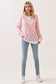 Checkered Print Drop Shoulder Pullover – Pink & White