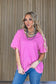 Raw Edge Detail Cotton V Neck Top