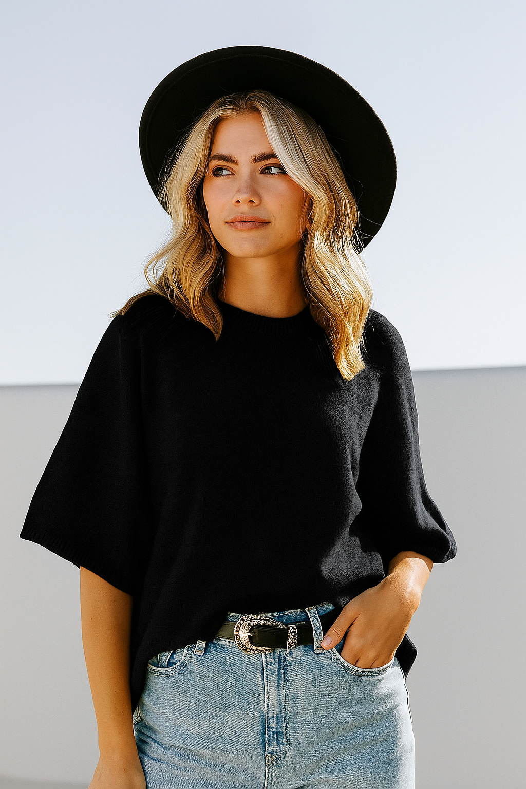 Short Sleeve Knit Sweater