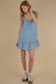Mineral Washed Shoulder Tie Mini Dress