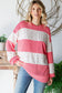 Floral Rib Drop Shoulder Pullover – Coral & Cream