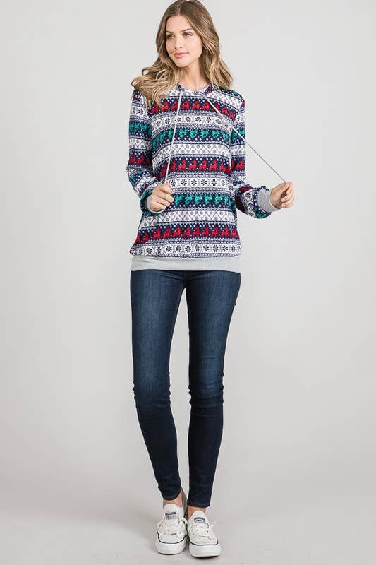 Christmas Reindeer Print Hoodie 🦌🎄