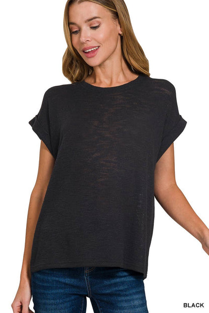 Roll-up Sleeve Lightweight Sweater