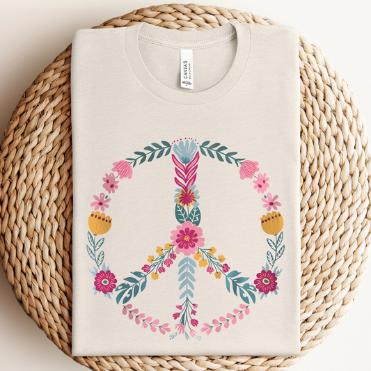 Floral Peace Sign Graphic Tee