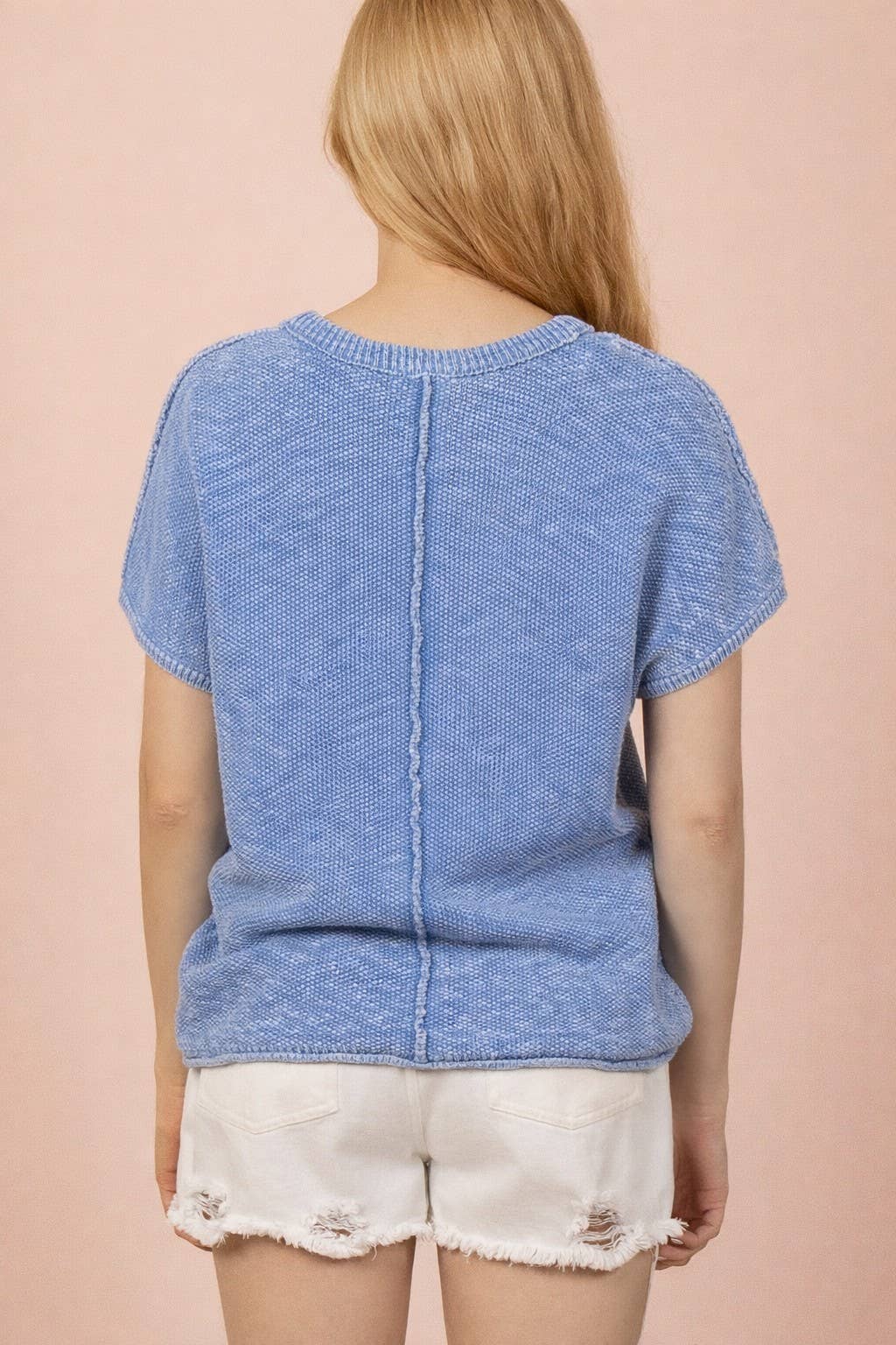 Sky Blue Mineral Washed Knit Top