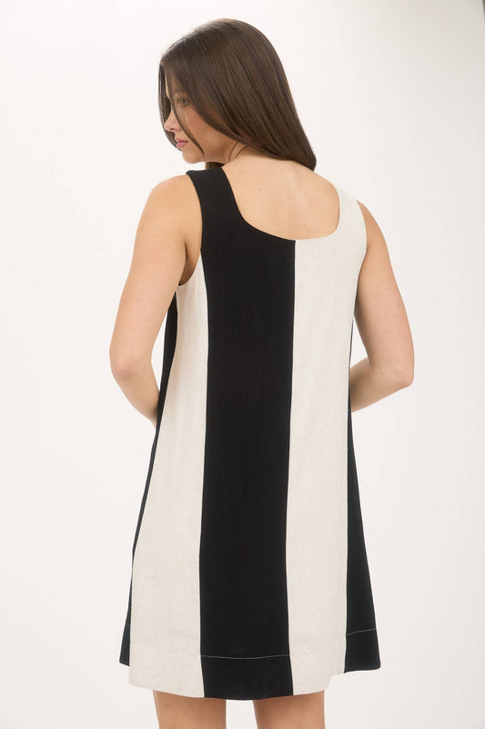 Sleeveless Wide Stripe Mini Dress