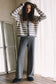 Cozy Stripe Hooded Toggle Cardigan