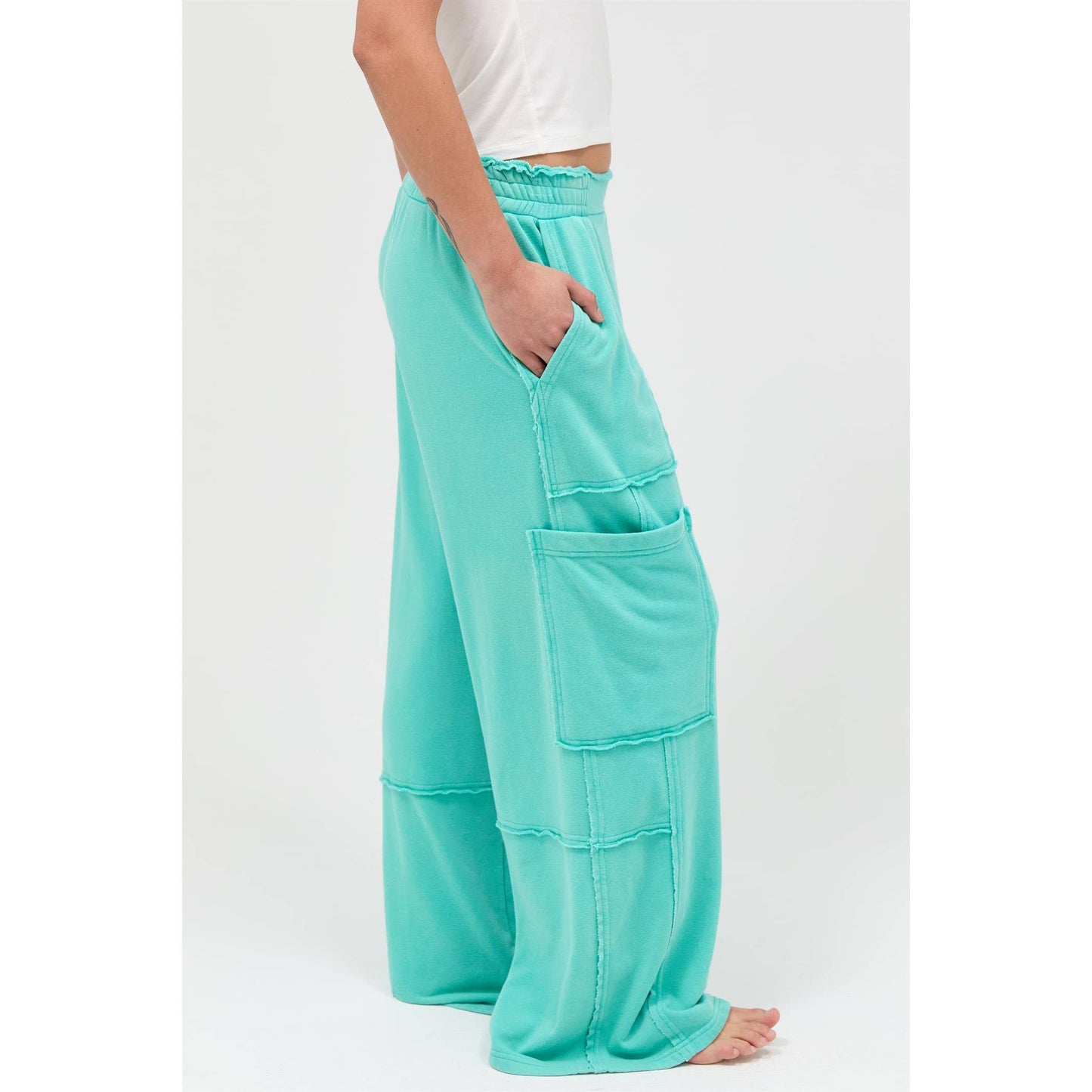 Turquoise Tide Wide Leg Cargo Pants