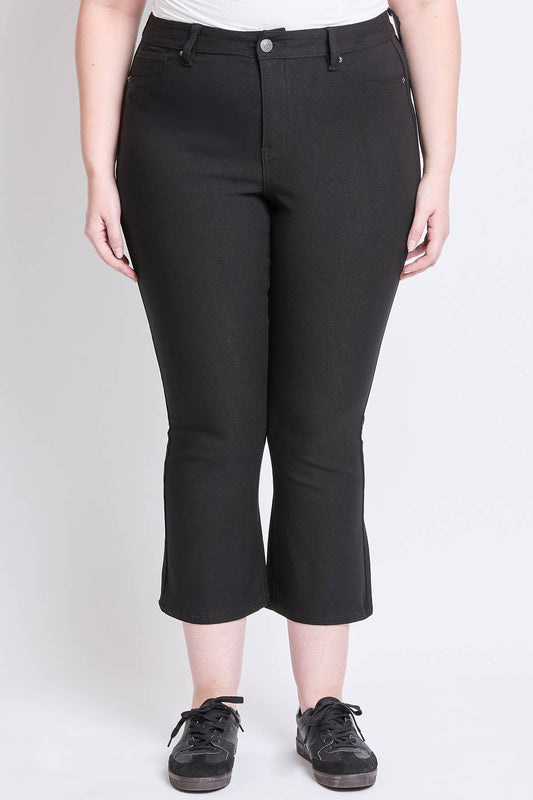 Curvy Hyperstretch Cropped Kick Flare Pants in Black