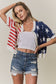 American Flag Button Front Knit Sweater Top