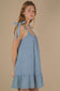 Mineral Washed Shoulder Tie Mini Dress
