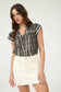 V-Neck Short Ruffle Layered Sleeve Woven Top