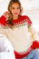 Red & White Fair Isle Cozy Knitted Sweater