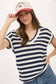 Stripe V-Neck Crochet Knit Sweater