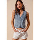 Vintage Washed Denim Button Front Vest Top