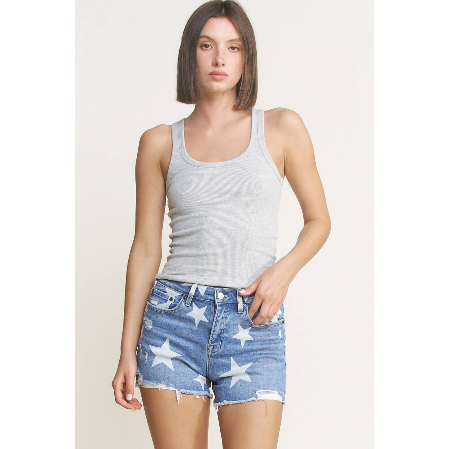 Starry High Rise Denim Shorts