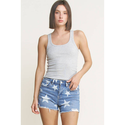 Starry High Rise Denim Shorts