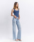 HIGH RISE DRAWSTRING WAISTBAND WIDE LEG JEANS